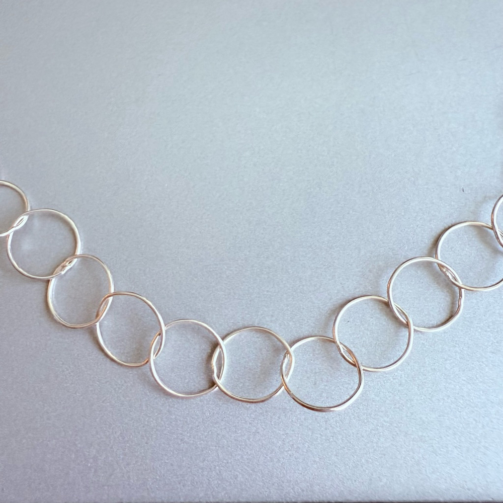 Interlocking Circle Link Sterling Silver Adjustab… - image 1